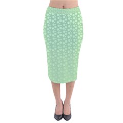 Background Polka Green Velvet Midi Pencil Skirt