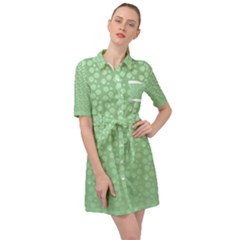 Background Polka Green Belted Shirt Dress by HermanTelo