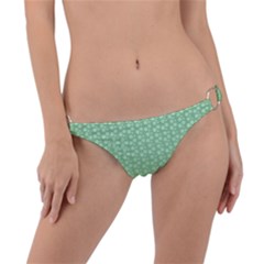 Background Polka Green Ring Detail Bikini Bottom