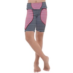 Heart Stripes Symbol Striped Kids  Lightweight Velour Cropped Yoga Leggings