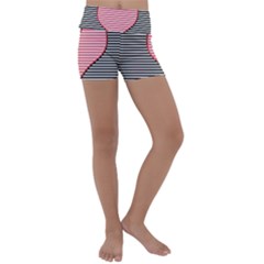 Heart Stripes Symbol Striped Kids  Lightweight Velour Yoga Shorts