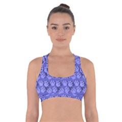 Pattern Texture Feet Dog Blue Cross Back Sports Bra by HermanTelo