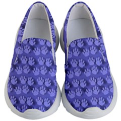 Pattern Texture Feet Dog Blue Kids  Lightweight Slip Ons by HermanTelo