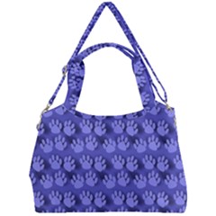 Pattern Texture Feet Dog Blue Double Compartment Shoulder Bag by HermanTelo