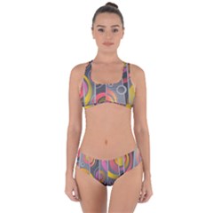 Abstract Colorful Background Grey Criss Cross Bikini Set
