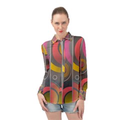 Abstract Colorful Background Grey Long Sleeve Chiffon Shirt