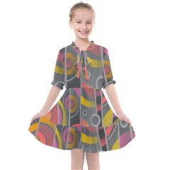 Abstract Colorful Background Grey Kids  All Frills Chiffon Dress