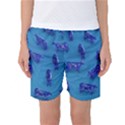 Cow Illustration Blue Women s Basketball Shorts View1