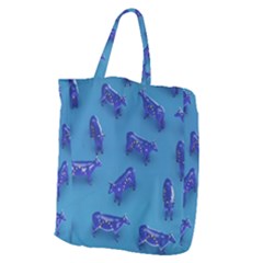 Cow Illustration Blue Giant Grocery Tote
