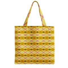 Pattern Pink Yellow Zipper Grocery Tote Bag