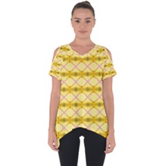 Pattern Pink Yellow Cut Out Side Drop Tee