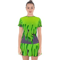 Slimed Drop Hem Mini Chiffon Dress