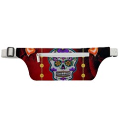 Awesome Sugar Skull With Hearts Active Waist Bag by FantasyWorld7