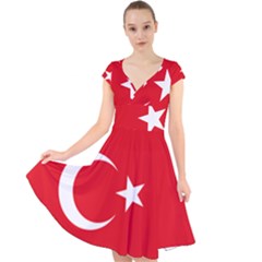 Flag Of Turkey Cap Sleeve Front Wrap Midi Dress by abbeyz71