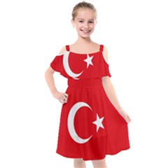 Flag Of Turkey Kids  Cut Out Shoulders Chiffon Dress by abbeyz71