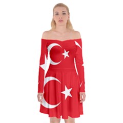 National Cockade Of Turkey Off Shoulder Skater Dress by abbeyz71