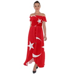 National Cockade Of Turkey Off Shoulder Open Front Chiffon Dress by abbeyz71