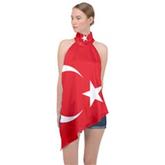 National Cockade Of Turkey Halter Asymmetric Satin Top by abbeyz71