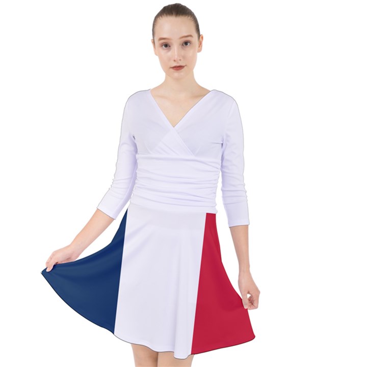 Flag of France Quarter Sleeve Front Wrap Dress