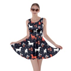 Bull Terrier Dog Silhouettes Skater Dress