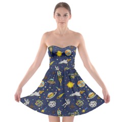 Outer Space Blue Strapless Bra Top Dress