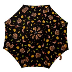 Thanksgiving Turkey Pattern Hook Handle Umbrellas (large) by Valentinaart