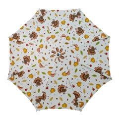 Thanksgiving Turkey Pattern Golf Umbrellas by Valentinaart