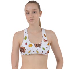 Thanksgiving Turkey Pattern Criss Cross Racerback Sports Bra by Valentinaart