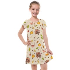 Thanksgiving Turkey Pattern Kids  Cross Web Dress by Valentinaart