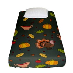 Thanksgiving Turkey Pattern Fitted Sheet (single Size) by Valentinaart