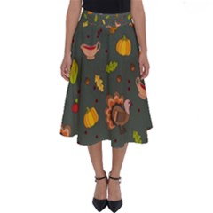 Thanksgiving Turkey Pattern Perfect Length Midi Skirt by Valentinaart