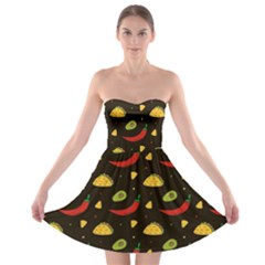 Mexican Peppers Tacos Strapless Bra Top Dress by trulycreative