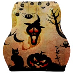 Funny Halloween Design, Pumpkin, Cat, Owl And Crow Car Seat Velour Cushion  by FantasyWorld7