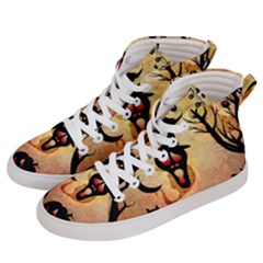 Funny Halloween Design, Pumpkin, Cat, Owl And Crow Men s Hi-top Skate Sneakers by FantasyWorld7