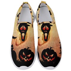 Funny Halloween Design, Pumpkin, Cat, Owl And Crow Men s Slip On Sneakers by FantasyWorld7