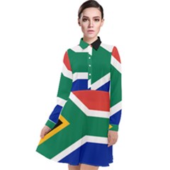 South Africa Flag Long Sleeve Chiffon Shirt Dress by FlagGallery