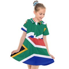 South Africa Flag Kids  Short Sleeve Shirt Dress by FlagGallery