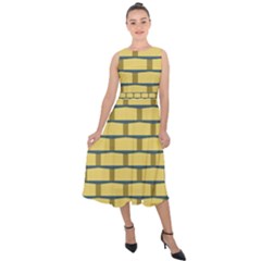 Pattern Wallpaper Midi Tie-back Chiffon Dress
