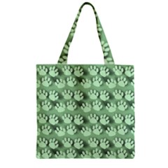Pattern Texture Feet Dog Green Zipper Grocery Tote Bag