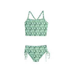 Pattern Texture Feet Dog Green Girls  Tankini Swimsuit