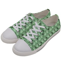 Pattern Texture Feet Dog Green Women s Low Top Canvas Sneakers