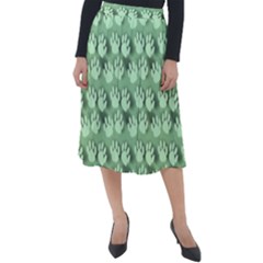 Pattern Texture Feet Dog Green Classic Velour Midi Skirt  by HermanTelo