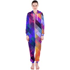 Abstract Background Colorful Pattern Hooded Jumpsuit (ladies) 