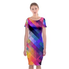Abstract Background Colorful Pattern Classic Short Sleeve Midi Dress