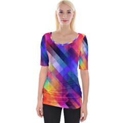 Abstract Background Colorful Pattern Wide Neckline Tee