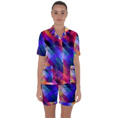 Abstract Background Colorful Pattern Satin Short Sleeve Pyjamas Set