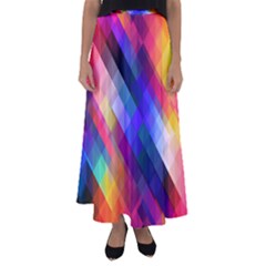 Abstract Background Colorful Pattern Flared Maxi Skirt