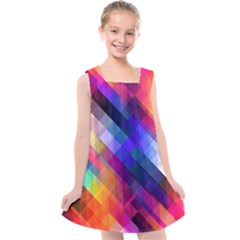 Abstract Background Colorful Pattern Kids  Cross Back Dress