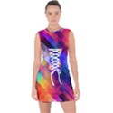 Abstract Background Colorful Pattern Lace Up Front Bodycon Dress View1