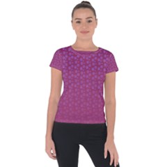 Background Polka Pattern Pink Short Sleeve Sports Top 